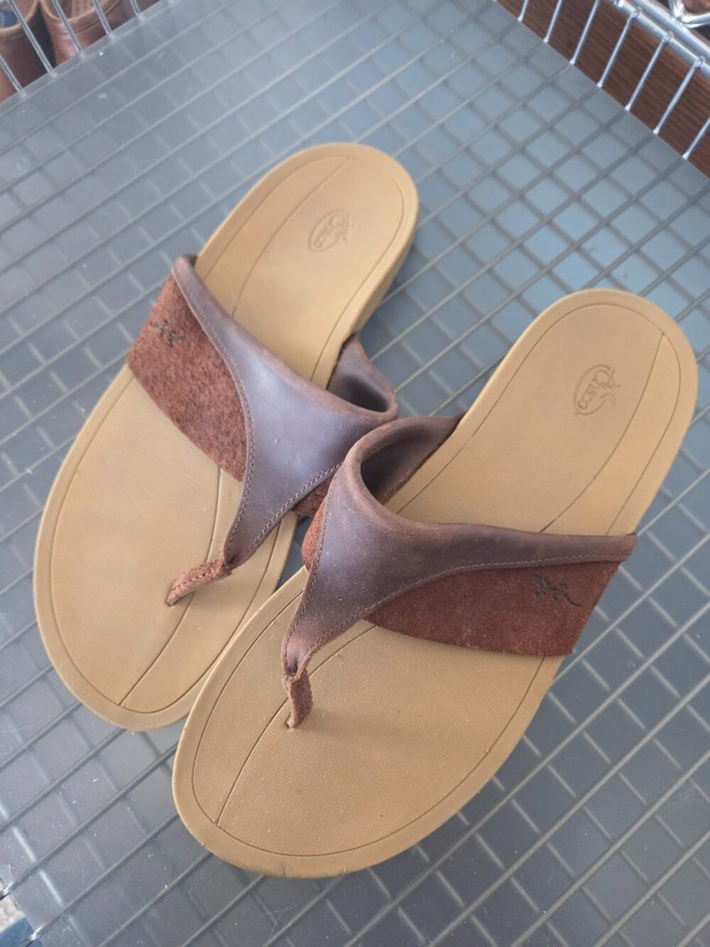 Chaco Hermosa Sandal Flip Flop Cognac Brown Leather W 9